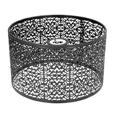 Imagem de MUNEFE Abajur de metal vazado, abajur de mesa com clipe em forma de tambor, abajur decorativo para quarto e sala de estar (preto)