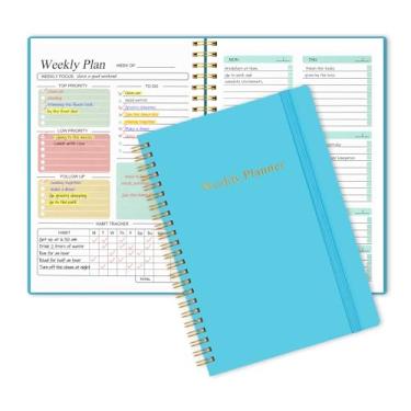 Imagem de Utron Agenda semanal A5, caderno planejador, agenda diária sem data, agenda de 14,5 x 21 cm, caderno de objetivos semanais, agenda de estudante para escritório/negócios, caderno de planejamento para