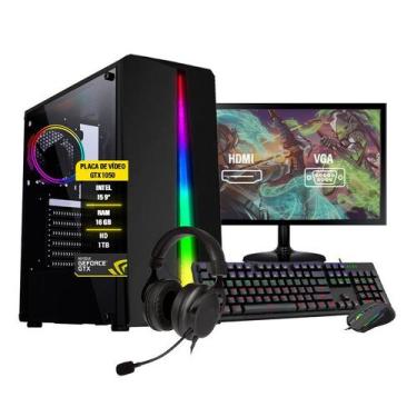Imagem de Pc Gamer Completo i5 9º GTX 1050 Memória 16GB Hd 1TB SSD 480GB Monitor