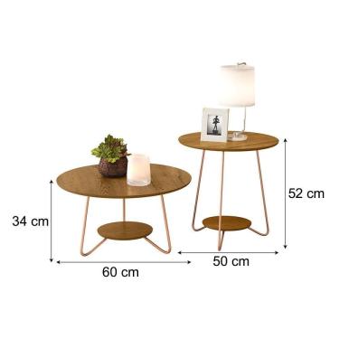 Imagem de Conjunto Sala Mesa Centro E Apoio Liz Pés De Ferro Freijo