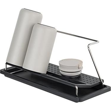 Imagem de Carrotez Prateleira de secagem de garrafas - Bandeja de secagem com aberturas estreitas e largas para garrafas, tipo caneca e copo - Preto