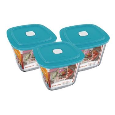 Imagem de Pote Vidro Quadrado Alto Facilita Com Tampa 1L Marinex 3Un - NADIR FIG