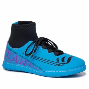 Imagem de Tênis Futsal Azul Blank Star Chuteira Cano Alto Botinha com Solado Costurado e Antiderrapante 34 ao 45 (br_footwear_size_system, adult, numeric, numeric_41)
