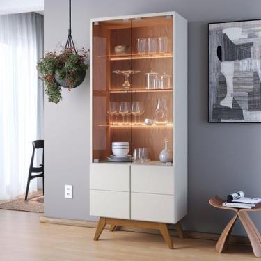 Imagem de Cristaleira Grande com 4 Portas 71x182cm Noronha Off White Freijó - Co