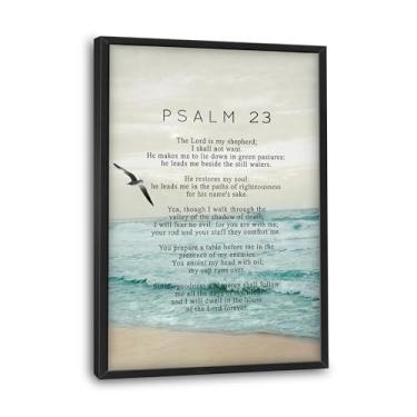 Imagem de Arte de parede extragrande para sala de estar emoldurada, Salmo 23 imagens grandes de decoração de parede, pintura de impressão em tela religiosa cristã, arte emoldurada quarto escritório decoração de