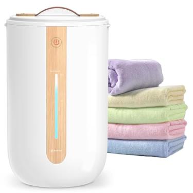 Imagem de Keenray Aquecedor de toalhas para banheiro, balde de aquecedor de toalhas com barra de progresso de aquecimento, suporte de disco de fragrância, alça de couro, balde de toalha de desligamento