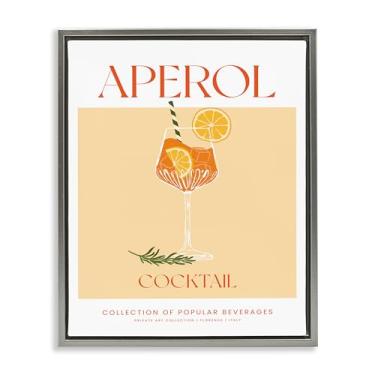 Imagem de Stupell Industries Minimal Aperol Cocktail Gray Framed Floater Canvas Wall Art Design por Lettered and Lined, 17 x 21