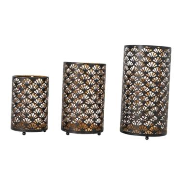 Imagem de Fenteer Suporte para velas Tealight, gaiola de pássaros suspensa, decoração de mesa, suporte para velas, decoração de gaiola para quarto, ano novo, Ouro Preto