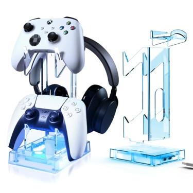 Imagem de Joso Suporte Para Controle De Videogame E Com Luz Rgb, Acessórios Acrílico 2 Camadas Ps5/Ps4/Ps Portal/Xbox/Switch