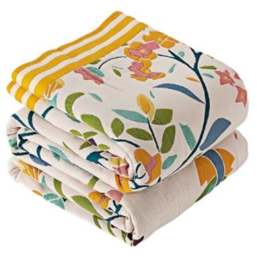 Imagem de Ffdshc Cobertor Queen Size Boho Reversível, 100% Algodão Ultra Macio Rústica, Mantas Decorativas Multifuncionais de Musselina para Sofá Cama Poltrona Cobertor de Campismo, 152 cm x 203 cm