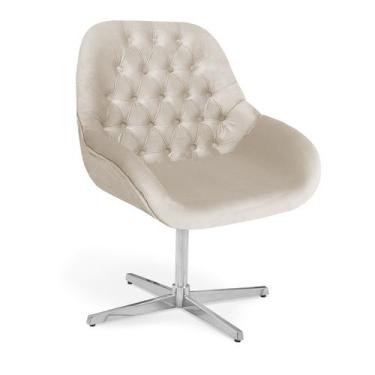 Imagem de Poltrona Base Giratória Alumínio Capitonê Pandora - Zari Decor, Velutt