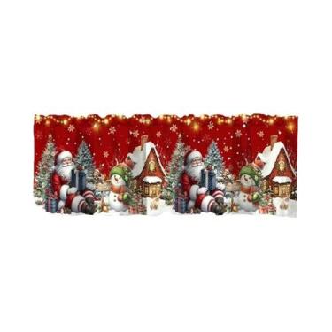Imagem de Cortina De Natal Com Bolsa Para Varão, Decoração De Janela Para Sala D