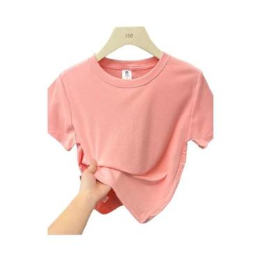 Imagem de Camiseta Casual De Verão plus Size Com Manga Curta Sexy Sólida Tendênc