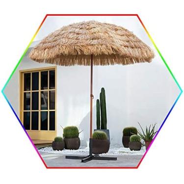 Imagem de Ø 3m/10 Pés Guarda-sol De Palha De Praia Havaiana Guarda-chuva De Jardim Guarda-chuva De Palha De Ráfia Guarda-sol De Palha Hula Estilo Havaí, Cor Natural