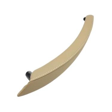 Imagem de Maçaneta interna esquerda/direita da porta do passageiro, substituição da tampa externa de couro compatível com BMW X5 X6 E70 E71 E72 2007 2008 2009 2010 2011 2012 2013 2014(Beige-Left)