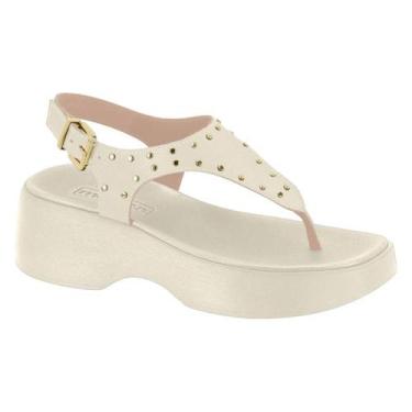 Imagem de Sandália Moleca Flatform Plataforma Meia Pata Tira Dedos, Branco off, 