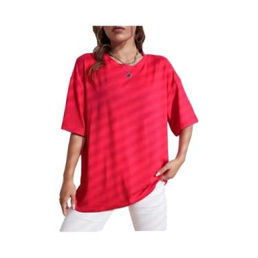 Imagem de Camiseta Feminina De Algodão De Manga Curta Em Cor Sólida, Respirável,