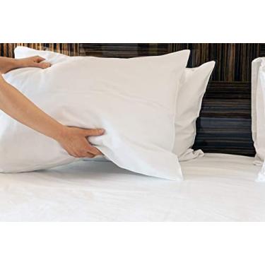 Imagem de Capas de travesseiro tamanho padrão branco 130 fios - capas de travesseiro de grau B Hotel & Healthcare Preço de troca, Solid White, 48-PillowCases
