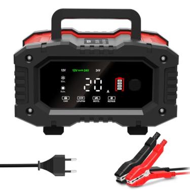 Imagem de CIADAZ 300W Carregadores de bateria totalmente automáticos 12V/20A 24V/10A Carregadores de manutenção de bateria automotiva com display digital LCD para carro, caminhão, motocicleta, SUV, barco,