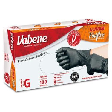 Imagem de Luva Descartável Vinilflex Preta Vabene 100 Unidades Tamanho G, Preta,