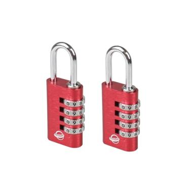 Imagem de SISAV Fechadura de combinação, cadeado de combinação de academia de 4 dígitos para armários escolares, caixa de ferramentas, portão de cerca, armário de funcionários (vermelho, pacote com 2)