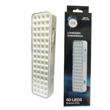 Imagem de Luminária de Emergência Lâmpada 60 Leds 6500K Luz Branca Fria Forte Po