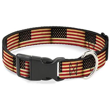Imagem de Buckle-Down Gola com clipe de plástico – repetição da bandeira dos EUA vintage – 3,8 cm de largura – serve para pescoço de 40,6 a 58,4 cm – Médio