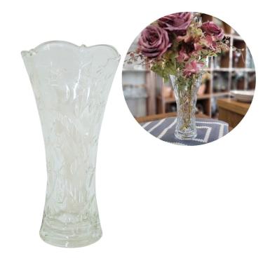 Imagem de Vaso Decorativo Vidro Textura Tulipa 24cm - Mundial Casa