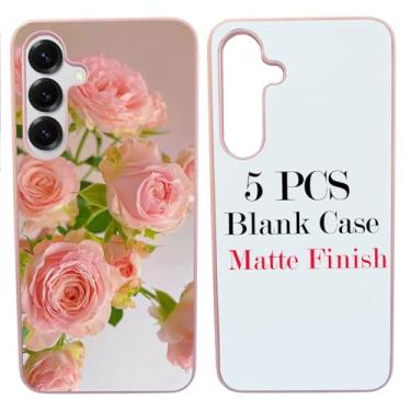 Imagem de JUSTRY Capa de telefone em branco sublimação 5 peças para Samsung Galaxy S25, fácil de sublimar DIY 2 em 1 capa 2D de borracha macia para impressão de subtransferência de calor + pacote de atacado