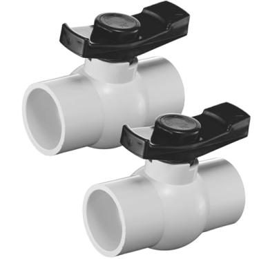 Imagem de 2 peças de válvula de esfera de PVC de 3,8 cm, válvula de desligamento de 3,8 cm com deslizamento fácil de girar, válvula de esfera de PVC com alça ágil em "T" para piscina, irrigação, tubos de esgoto