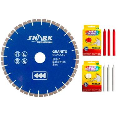 Imagem de Para Marmoraria - Serra Shark TSS 350mm com uma caixa de giz branco e 