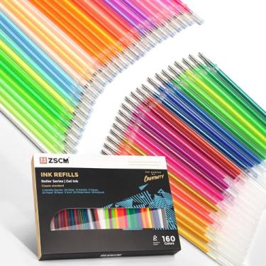 Imagem de Recargas de tinta de caneta de gel de 160 cores, refil de canetas de tinta de gel neon com glitter, cartuchos de substituição para conjunto de canetas de gel com glitter, para crianças, desenhar