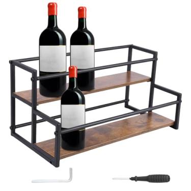 Imagem de Organizador de rack de xarope de café de 2 camadas, prateleira de exibição de garrafa de licor, suporte de rack de bar, suporte de garrafa de xarope com capacidade para 10 garrafas para cozinha e