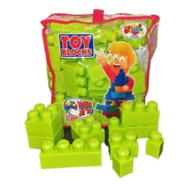 Imagem de Mega Blocks 50 peças de verde maçã para crianças com bolsa - Lightbek 