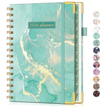 Imagem de Agenda A5 em espiral fofa 2026, janeiro de 2026 a dezembro de 2026, agenda diária de 12 meses, 14,6 cm x 21,3 cm, agenda semanal e mensal, agenda agenda agenda de capa dura para trabalho, escola, casa