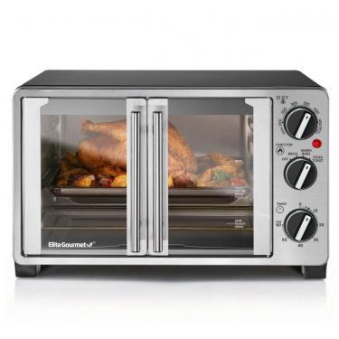 Imagem de Forno Elétrico de Bancada 25 Litros com Porta Dupla, Aço Inoxidável, Elite Gourmet ETO2...