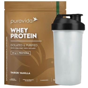 Imagem de Whey Protein Isolado Baunilha 450g Coqueteleira - PuraVida-Unissex