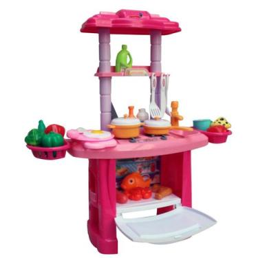 Imagem de Cozinha infantil menina 43 peças pia fogão forno completa - Importway