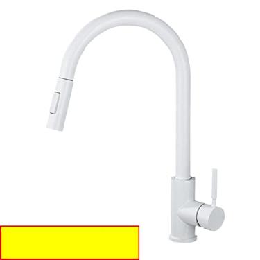 Imagem de Torneira misturadora de cozinha de toque frio quente em casa branca pull out torneiras misturadoras de cozinha de toque sensível inteligente torneiras de pia de cozinha, não, toque, branco
