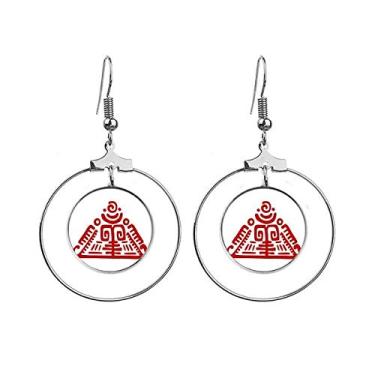 Imagem de Brincos Totems Pirâmide Mexicana Civilização Antiga Joalheria Círculo de Gota