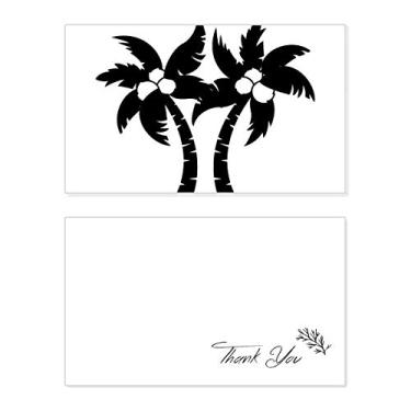 Imagem de Contorno de planta de coqueiro, preto, cartão de agradecimento, papel de aniversário, agradecimento de casamento