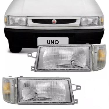 Imagem de Par Farol Vidro + Piscas Uno 91 A 96 97 98 99 2000 2001 2002