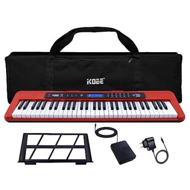 Imagem de Kit Teclado Musical Iniciante Kobe KB-300 5/8 61 Teclas Sensitivas ao Toque com Pedal Sustain e Capa Preta