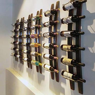 Imagem de Rack de vinho montado na parede, rack de vinho suspenso criativo, pode conter 6 garrafas, rack de vinho de pinho de bar restaurante, rack de vinho de bar rack decorativo Marriage
