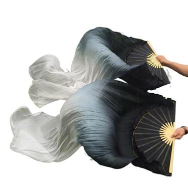 Imagem de SALFEE 1 par de véus para dança do ventre misturados em preto e branco, cor tingida, 150 x 90 cm