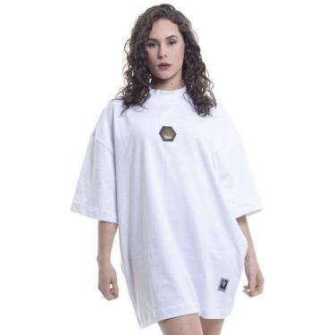 Imagem de Camiseta Rich Young Oversized Gola Alta Medalhão Feminina Branca