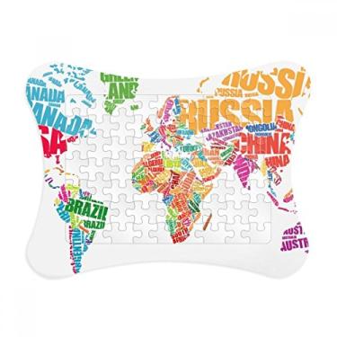 Imagem de Mutlicolour Mapa-múndi Nome dos Países Moldura de quebra-cabeça Decoração de imagem Enfeite de jogo de quebra-cabeça
