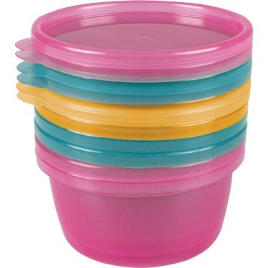 Imagem de Kit 6 Potes para Papinha com Tampa Colorido Buba 6758