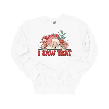 Imagem de Moletom feminino de Natal Papai Noel I Saw That Funny Festivo Festivo Gola Redonda, Branco, 5G