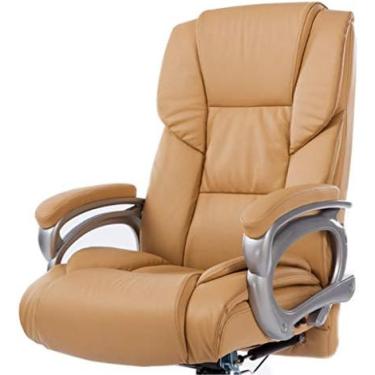 Imagem de Cadeiras Sofás Casa Cadeira De Couro Estudo Cadeira De Escritório Cadeira Giratória De Couro Sala Estar Varanda Cadeira De Massagem,Amarelo,54cm*50cm*137cm,Serene16